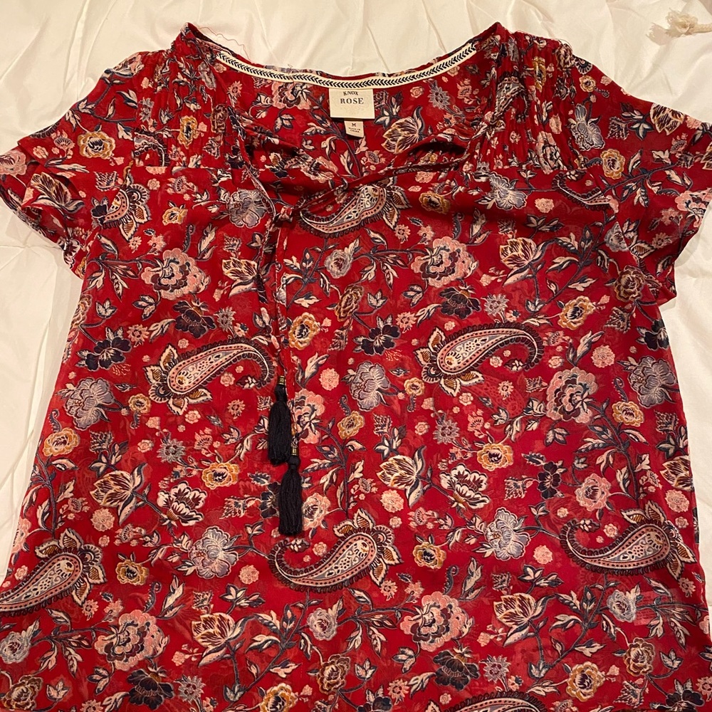 Red paisley top